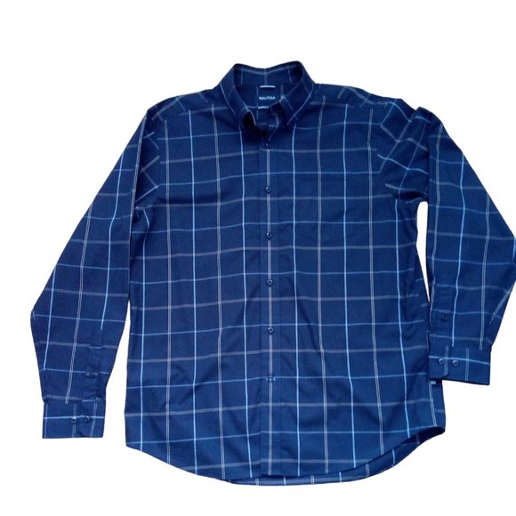 Nautica Other - NAUTICA Men's Navy Long Sleeve Button Down Wrinkle Resistant 100% Cotton Shirt